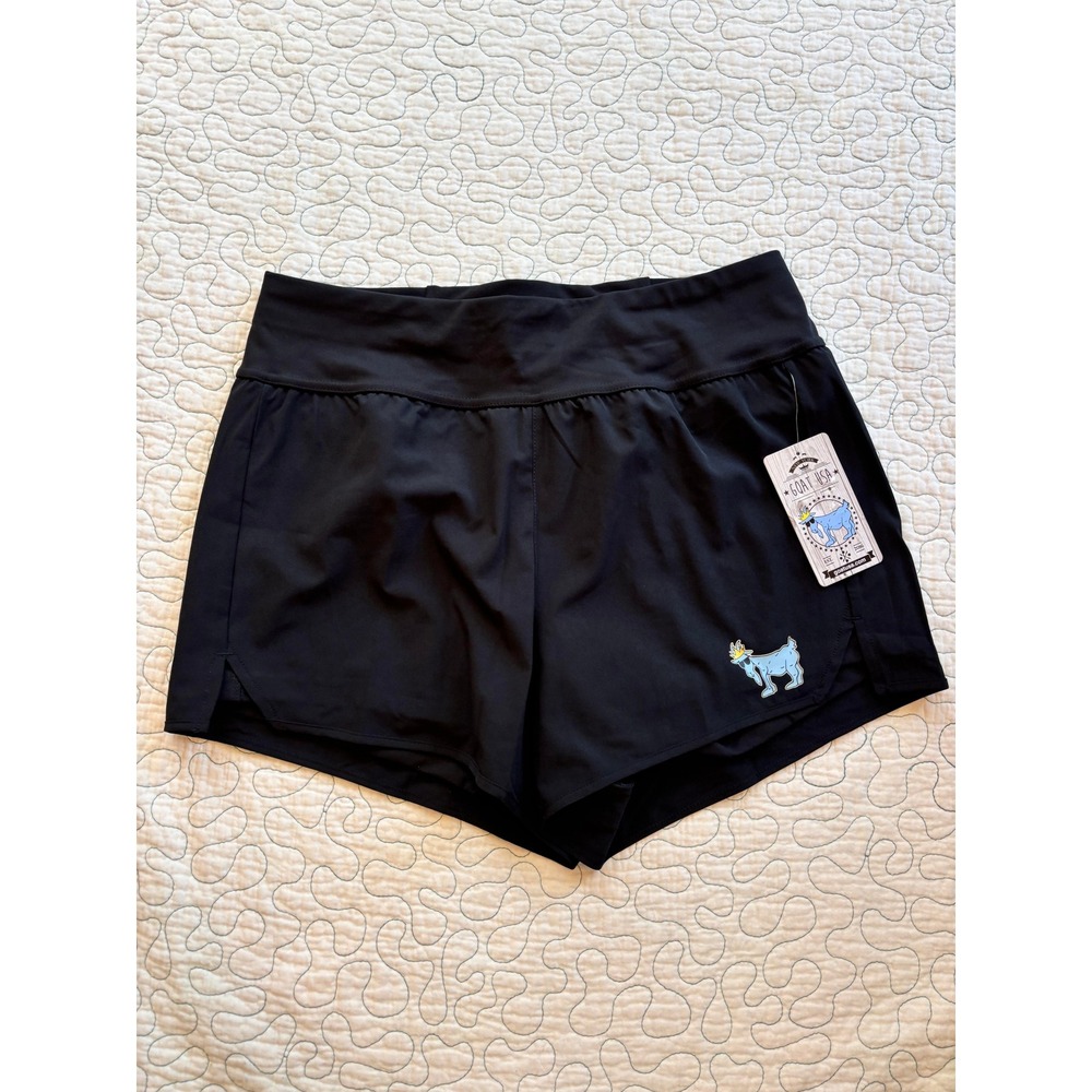 Goat USA Womens Black Athletic Running Shorts Medium Built-in Liner Active